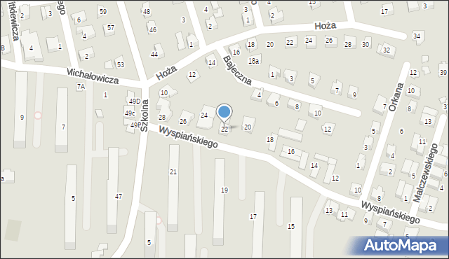 Czechowice-Dziedzice, Wyspiańskiego Stanisława, 22, mapa Czechowic-Dziedzic