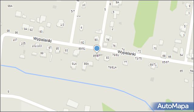 Częstochowa, Wypalanki, 85/87, mapa Częstochowy