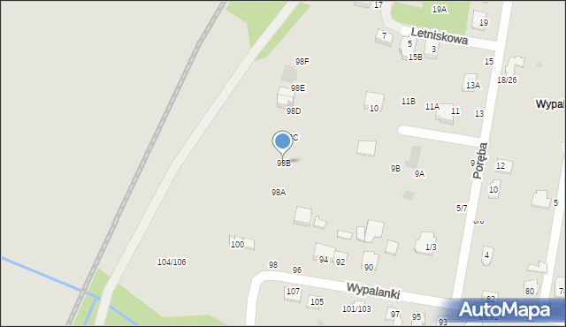 Częstochowa, Wypalanki, 98B, mapa Częstochowy