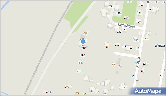 Częstochowa, Wypalanki, 98D, mapa Częstochowy