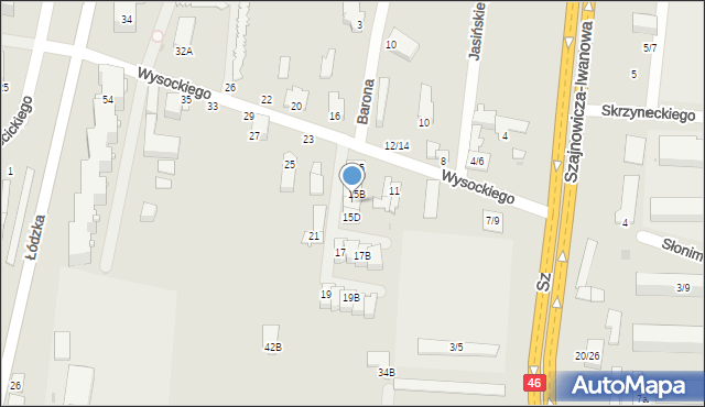 Częstochowa, Wysockiego Piotra, 15C, mapa Częstochowy