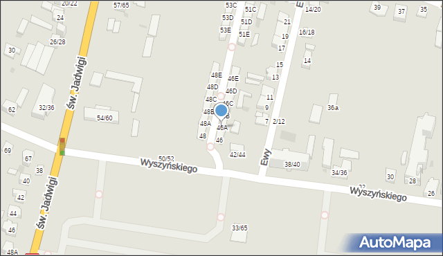 Częstochowa, Wyszyńskiego Stefana, ks. kard., 46A, mapa Częstochowy