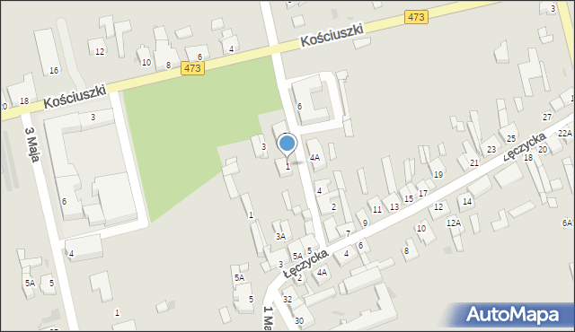 Dąbie, Wyszyńskiego Stefana, ks. kard., 1, mapa Dąbie