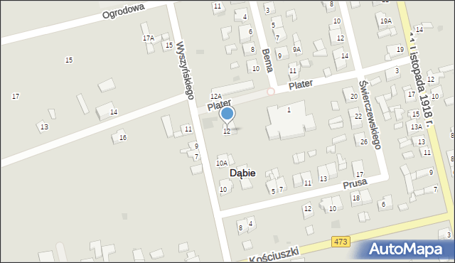 Dąbie, Wyszyńskiego Stefana, ks. kard., 12, mapa Dąbie