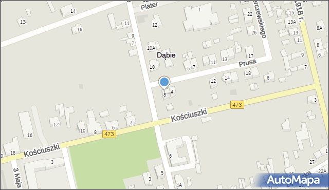 Dąbie, Wyszyńskiego Stefana, ks. kard., 8, mapa Dąbie