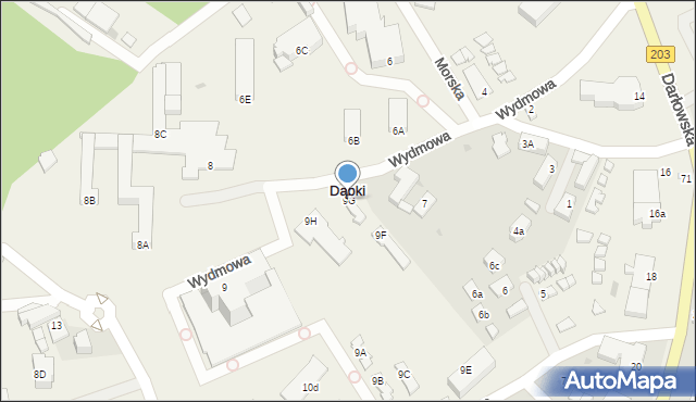 Dąbki, Wydmowa, 9G, mapa Dąbki