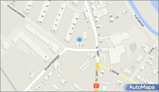 Darłowo, Wyspiańskiego Stanisława, 1, mapa Darłowo