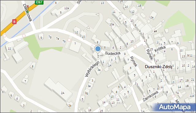 Duszniki-Zdrój, Wybickiego Józefa, gen., 2, mapa Duszniki-Zdrój