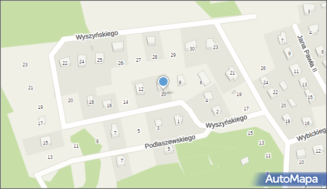 Dziemiany, Wyszyńskiego Stefana, ks. kard., 10, mapa Dziemiany