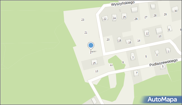 Dziemiany, Wyszyńskiego Stefana, ks. kard., 17, mapa Dziemiany