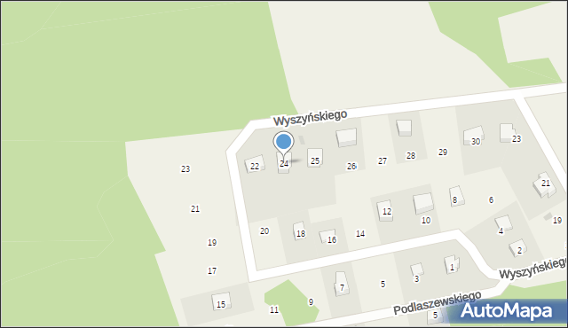 Dziemiany, Wyszyńskiego Stefana, ks. kard., 24, mapa Dziemiany