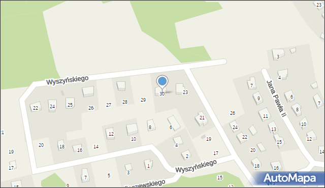 Dziemiany, Wyszyńskiego Stefana, ks. kard., 30, mapa Dziemiany