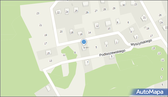 Dziemiany, Wyszyńskiego Stefana, ks. kard., 7, mapa Dziemiany