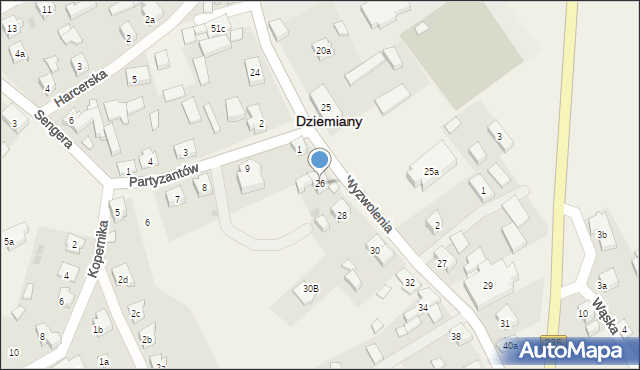 Dziemiany, Wyzwolenia, 26, mapa Dziemiany