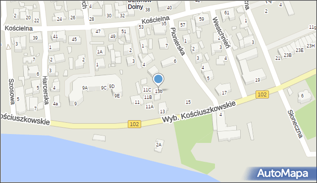 Dziwnów, Wybrzeże Kościuszkowskie, 13b, mapa Dziwnów