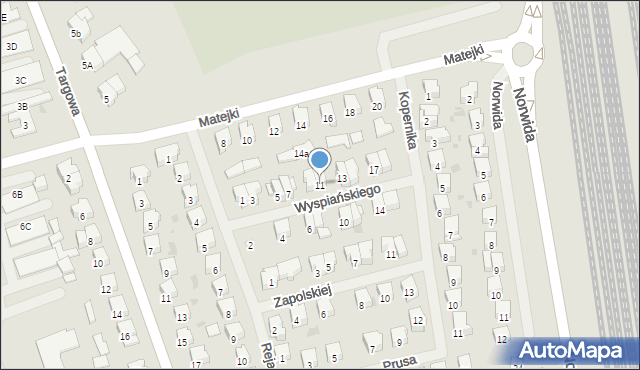 Ełk, Wyspiańskiego Stanisława, 11, mapa Ełku