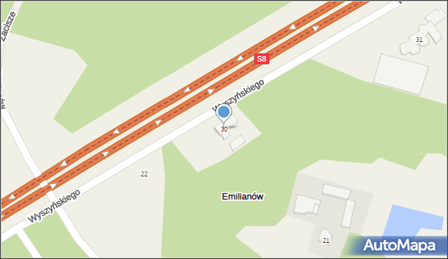 Emilianów, Wyszyńskiego Stefana, ks. kard., 30, mapa Emilianów