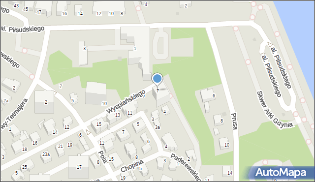 Gdynia, Wyspiańskiego Stanisława, 7, mapa Gdyni