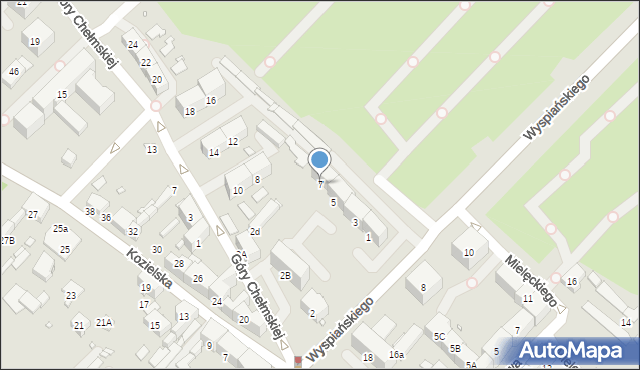 Gliwice, Wyspiańskiego Stanisława, 7, mapa Gliwic