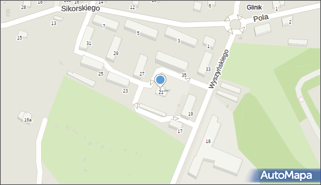 Gorlice, Wyszyńskiego Stefana, ks. kard., 21, mapa Gorlic