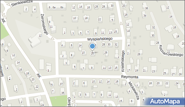 Gryfino, Wyspiańskiego Stanisława, 20, mapa Gryfino
