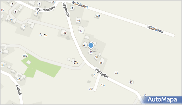 Grywałd, Wymyśle, 40, mapa Grywałd