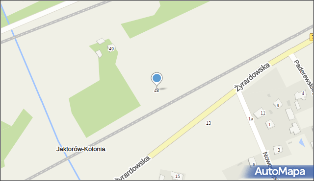 Jaktorów-Kolonia, Wysockiego Piotra, 48, mapa Jaktorów-Kolonia