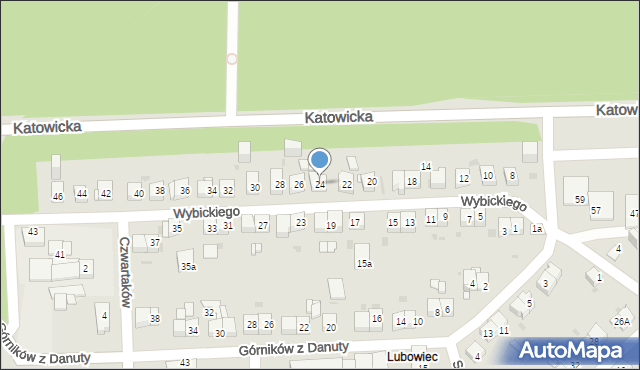 Jaworzno, Wybickiego Józefa, gen., 24, mapa Jaworzno