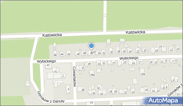 Jaworzno, Wybickiego Józefa, gen., 36, mapa Jaworzno