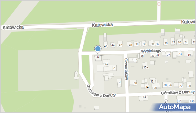 Jaworzno, Wybickiego Józefa, gen., 43, mapa Jaworzno