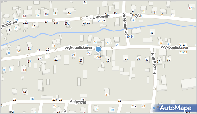 Kalisz, Wykopaliskowa, 27a, mapa Kalisza