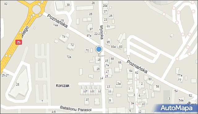 Kalisz, Wysoka, 20, mapa Kalisza