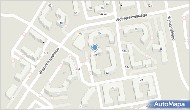 Kalisz, Wyszyńskiego Stefana, ks. prym. kard., 32b, mapa Kalisza