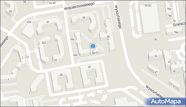 Kalisz, Wyszyńskiego Stefana, ks. prym. kard., 34, mapa Kalisza