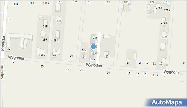 Kaputy, Wygodna, 22c, mapa Kaputy