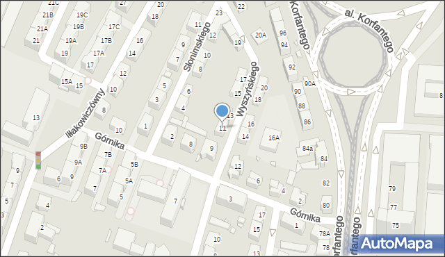 Katowice, Wyszyńskiego Stefana, ks. kard., 11, mapa Katowic