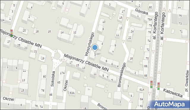 Katowice, Wyszyńskiego Stefana, ks. kard., 2, mapa Katowic
