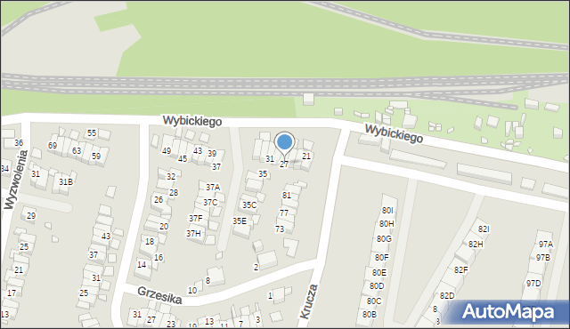 Katowice, Wybickiego Józefa, gen., 27, mapa Katowic