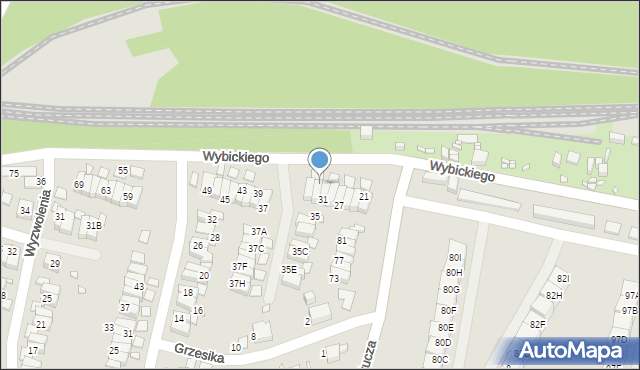 Katowice, Wybickiego Józefa, gen., 33, mapa Katowic