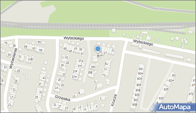 Katowice, Wybickiego Józefa, gen., 35, mapa Katowic