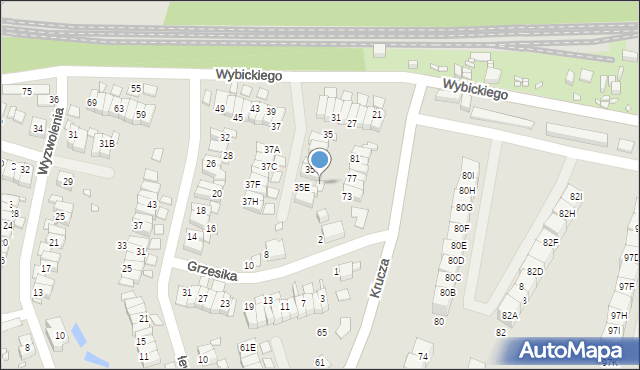 Katowice, Wybickiego Józefa, gen., 35G, mapa Katowic