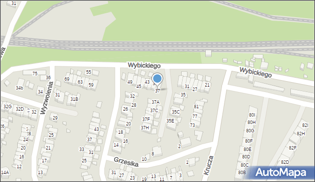 Katowice, Wybickiego Józefa, gen., 37, mapa Katowic