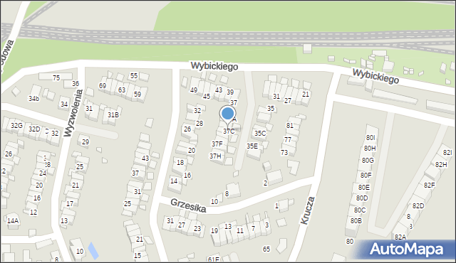 Katowice, Wybickiego Józefa, gen., 37C, mapa Katowic