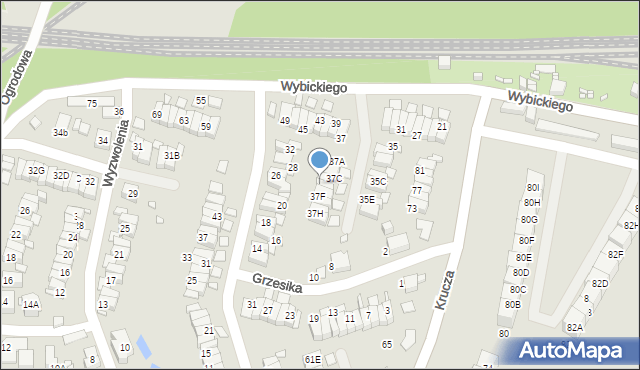 Katowice, Wybickiego Józefa, gen., 37D, mapa Katowic