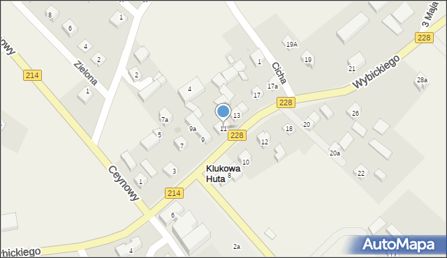 Klukowa Huta, Wybickiego Józefa, gen., 11, mapa Klukowa Huta