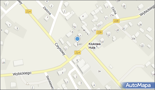 Klukowa Huta, Wybickiego Józefa, gen., 3, mapa Klukowa Huta