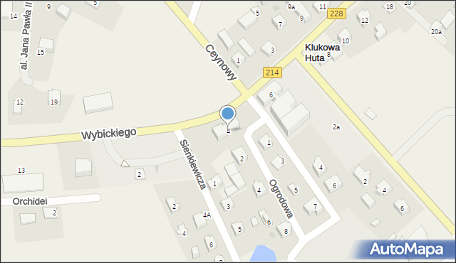 Klukowa Huta, Wybickiego Józefa, gen., 4, mapa Klukowa Huta