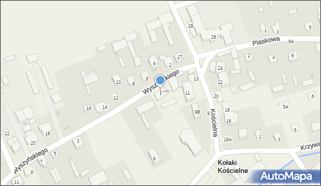 Kołaki Kościelne, Wyszyńskiego Stefana, ks. kard., 1, mapa Kołaki Kościelne