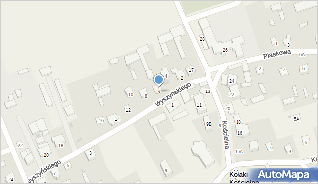 Kołaki Kościelne, Wyszyńskiego Stefana, ks. kard., 6, mapa Kołaki Kościelne