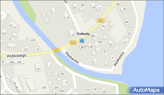 Kolbudy, Wybickiego Józefa, gen., 36, mapa Kolbudy